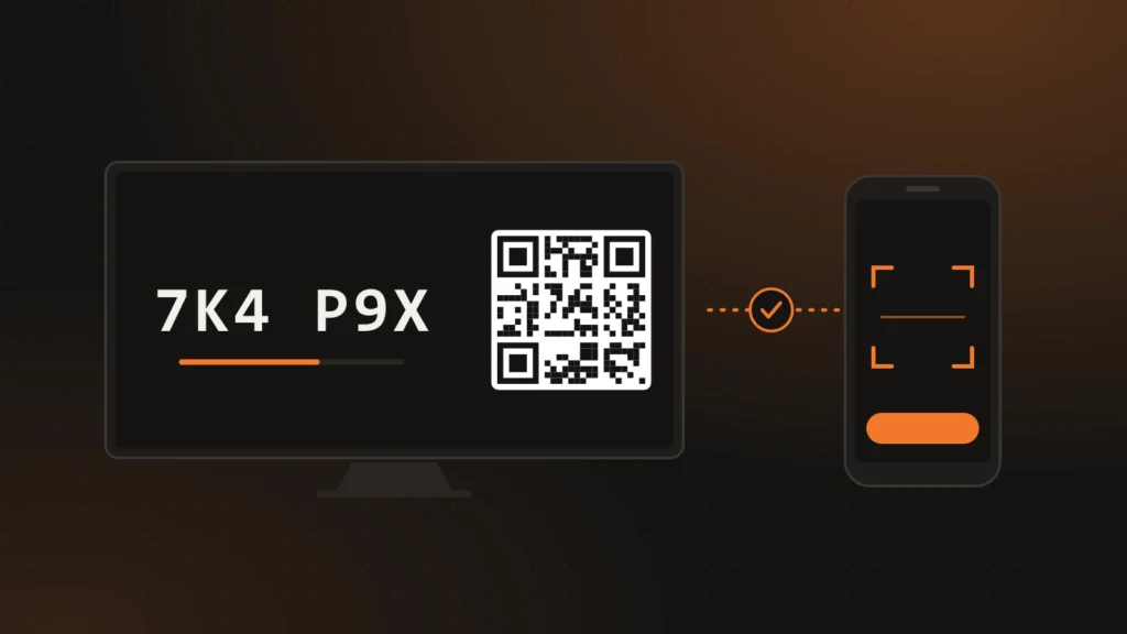 Emparejar pantallas con un código corto y un QR, sin contraseñas en la tele